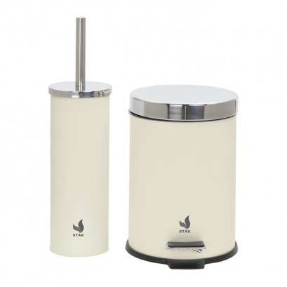 99 Slow Close Bin and Brush Set - Cotton Cream